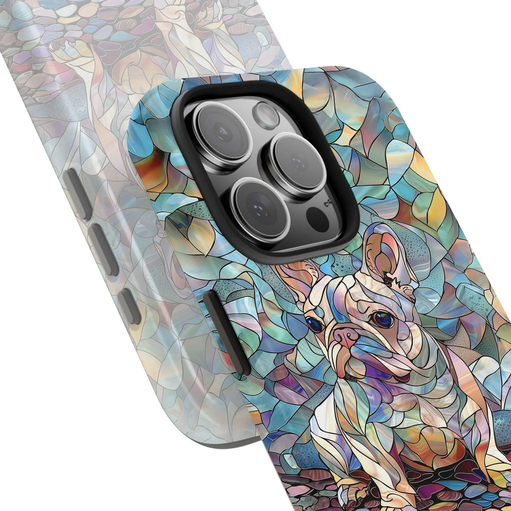 French Bulldog iPhone Case | Stained Glass Art Frenchie Design | Premium Dual Layer Protective Cover | Gift for Dog Lover