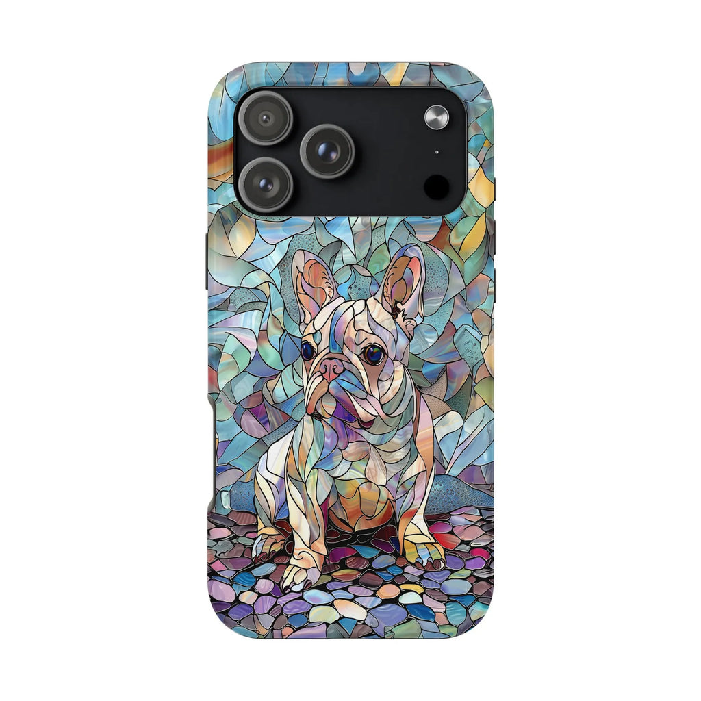 French Bulldog iPhone Case | Stained Glass Art Frenchie Design | Premium Dual Layer Protective Cover | Gift for Dog Lover