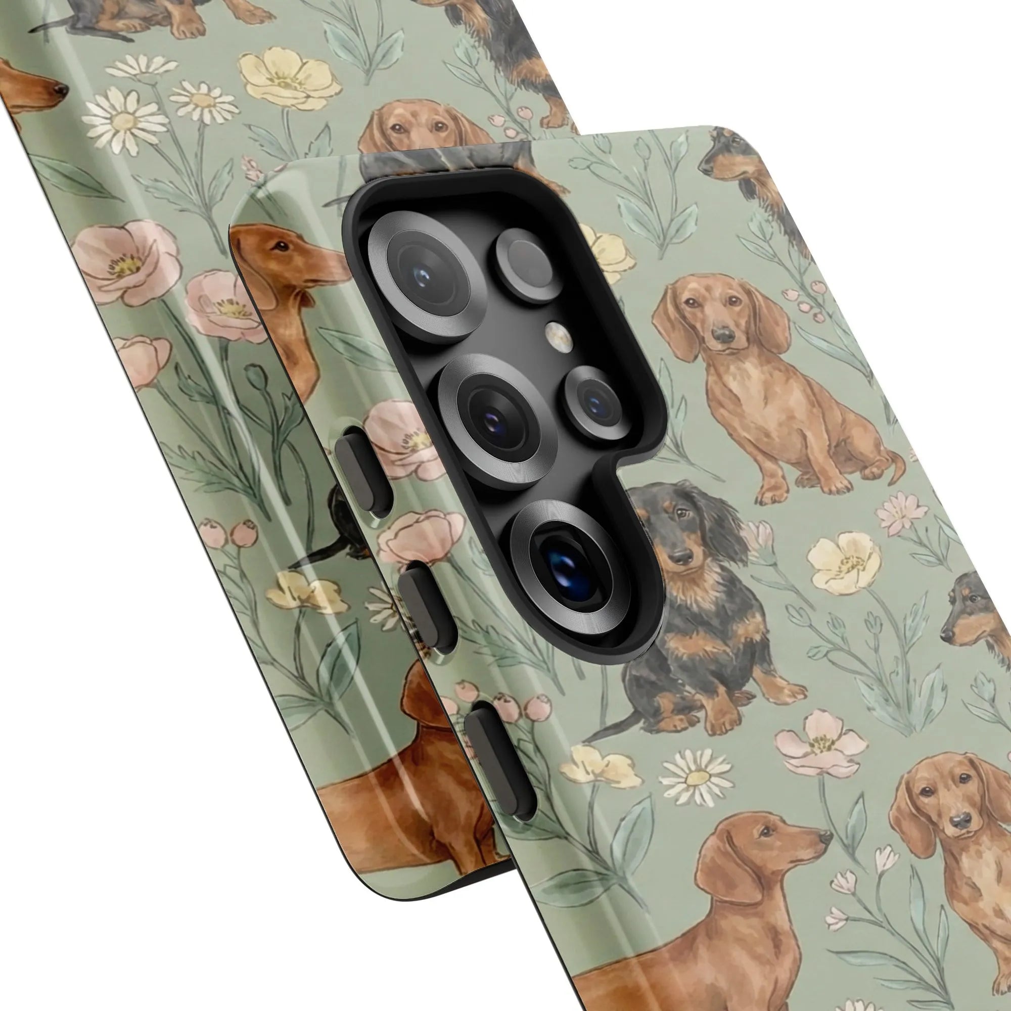 Dachshund Samsung Galaxy Case | Watercolor Floral Wiener Dog Pattern | Dual-Layer Tough Protection | Gift for Dog Mom