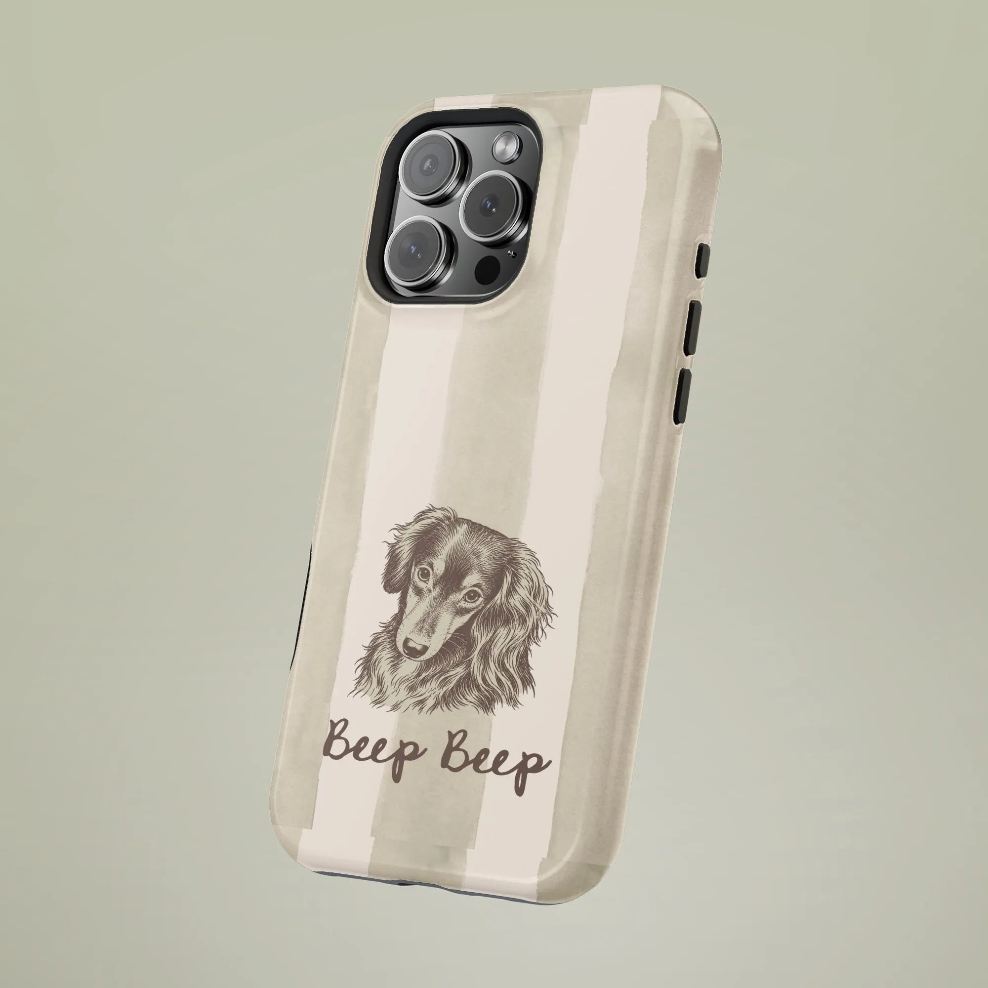 Dachshund iPhone Case | Vintage Wiener Dog Sketch 'Beep Beep' | Dual Layer Protective Cover | Premium Gift for Dachshund Mom