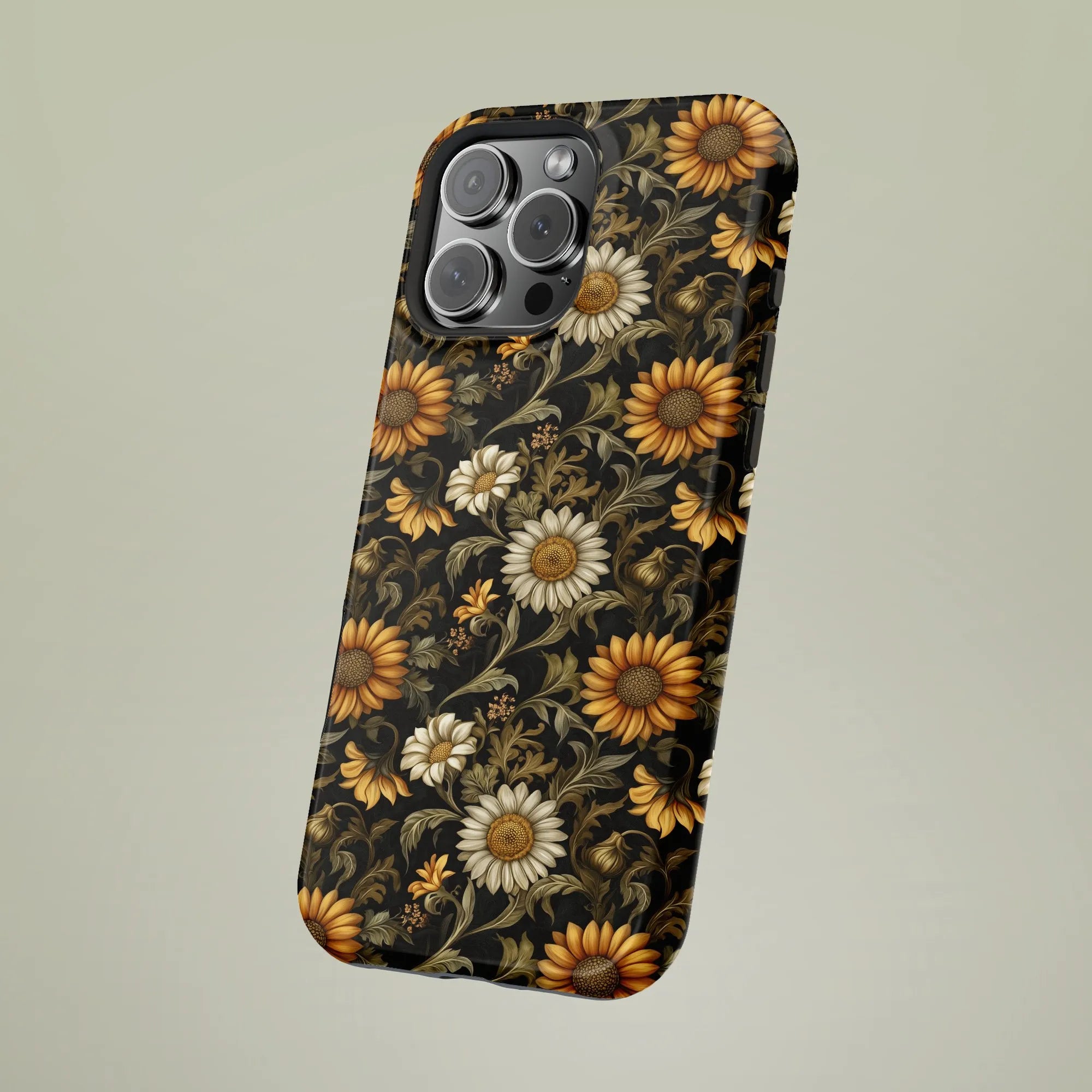 Vintage Floral iPhone Case | Sunflower & Daisy Botanical Print | Dual-Layer Shockproof Cover | Premium Aesthetic Gift for Her