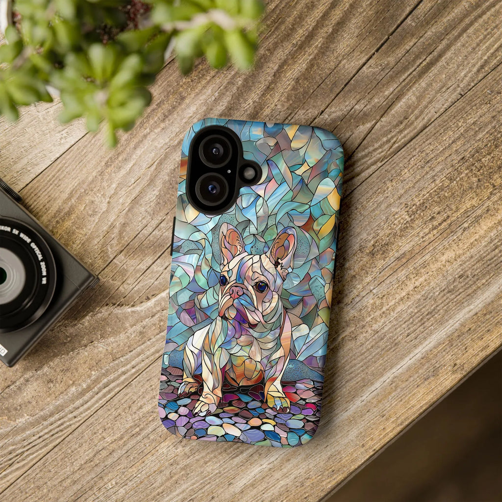 French Bulldog iPhone Case | Stained Glass Art Frenchie Design | Premium Dual Layer Protective Cover | Gift for Dog Lover