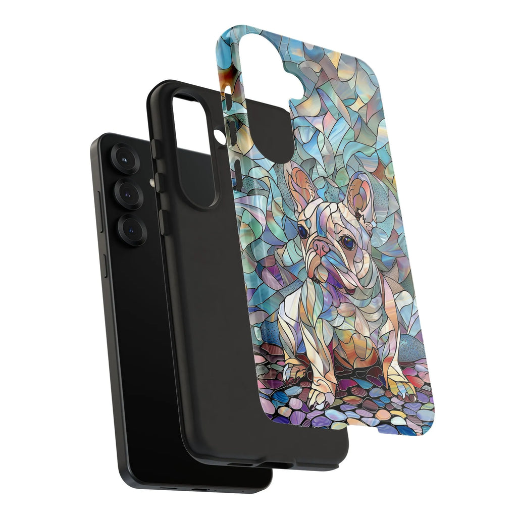 French Bulldog iPhone Case | Stained Glass Art Frenchie Design | Premium Dual Layer Protective Cover | Gift for Dog Lover